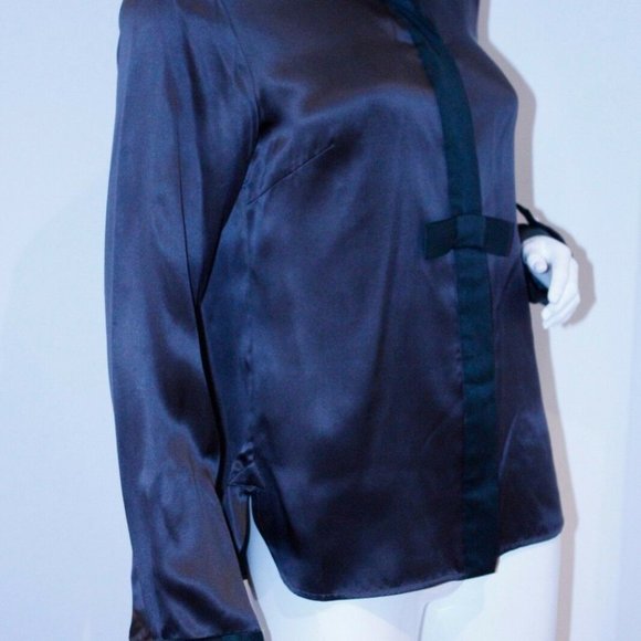 Tibi Silk Front Bow Button Blouse - Picture 2 of 3
